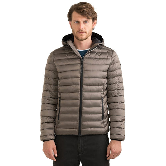 Sleek Gray Padded Jacket with Hood