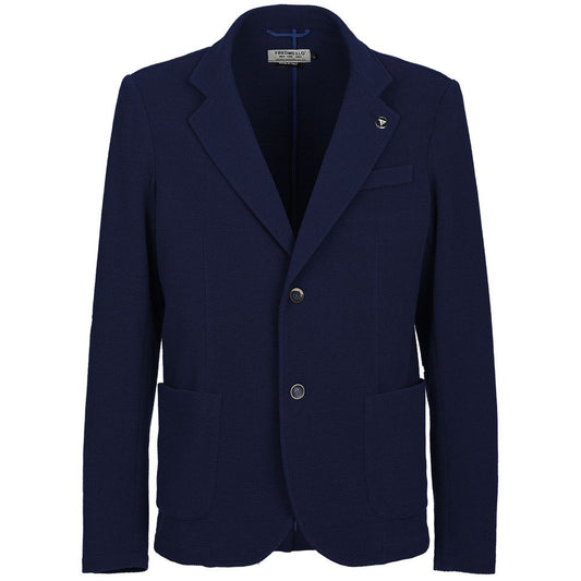 Chic Blue Cotton Blend Jacket for Men