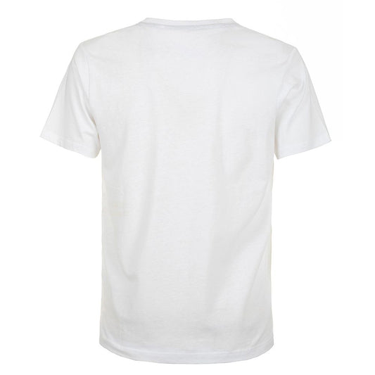 Crisp White Cotton Crewneck Tee with Front Design