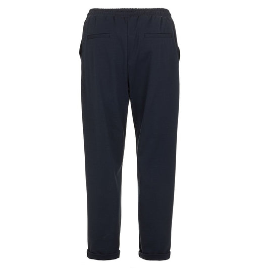 Elegant Blue Cotton Blend Trousers