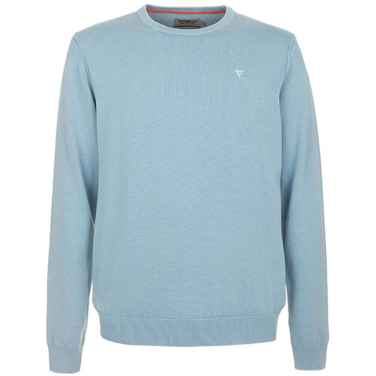 Chic Light Blue Cotton Crew Neck Sweater