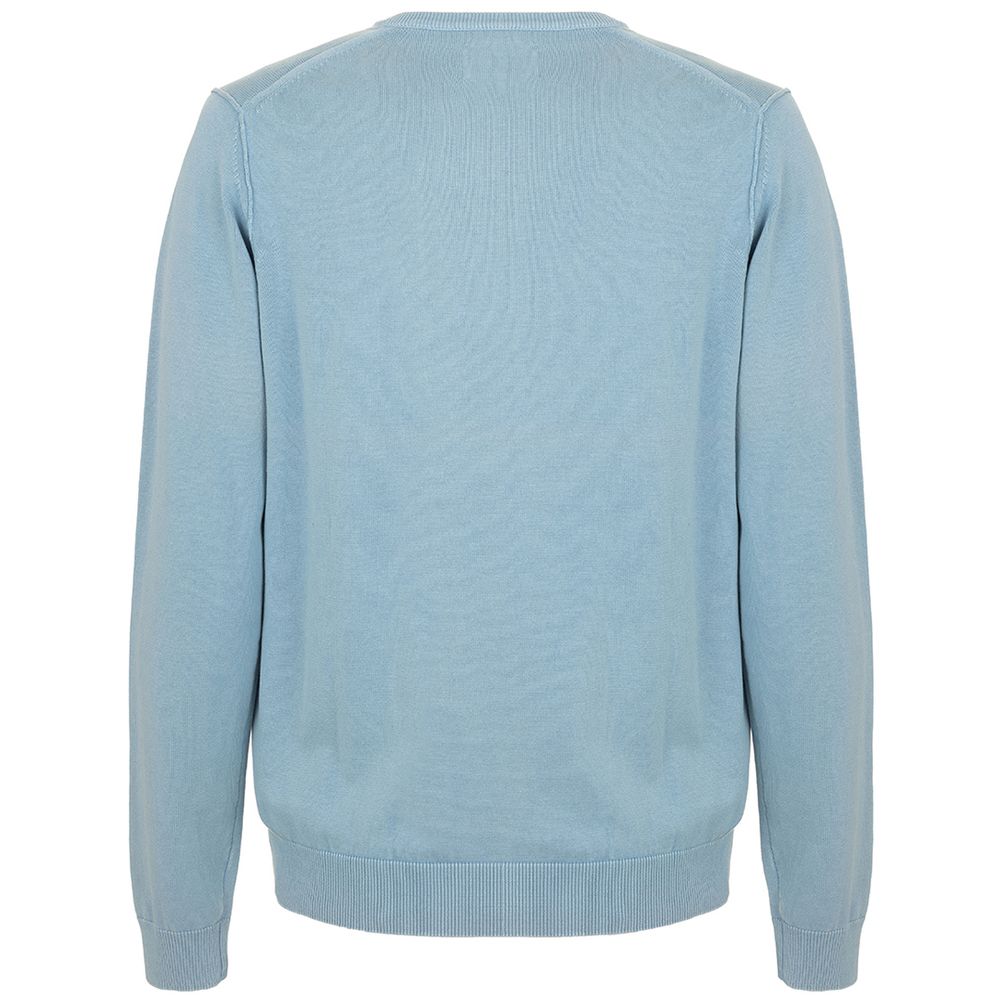 Chic Light Blue Cotton Crew Neck Sweater