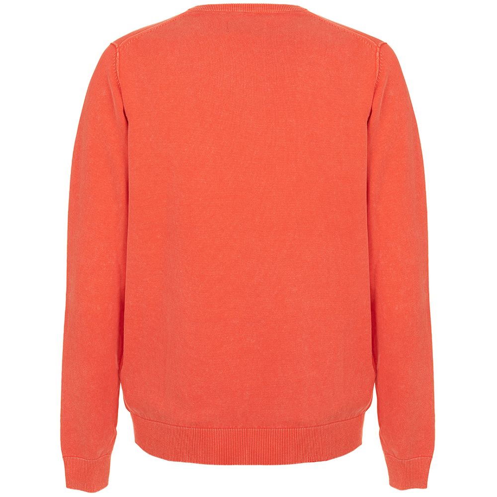 Embroidered Logo Crew Neck Sweater in Orange