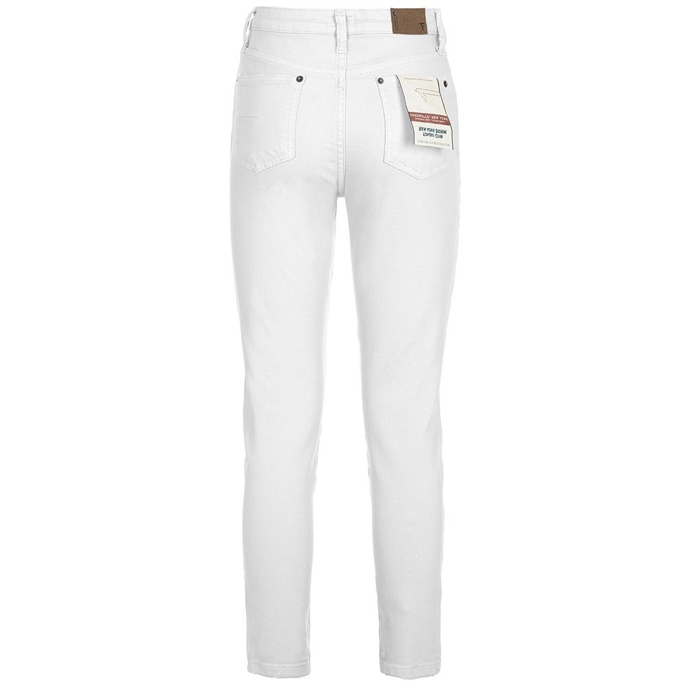 Chic White Cotton Blend Trousers for Women