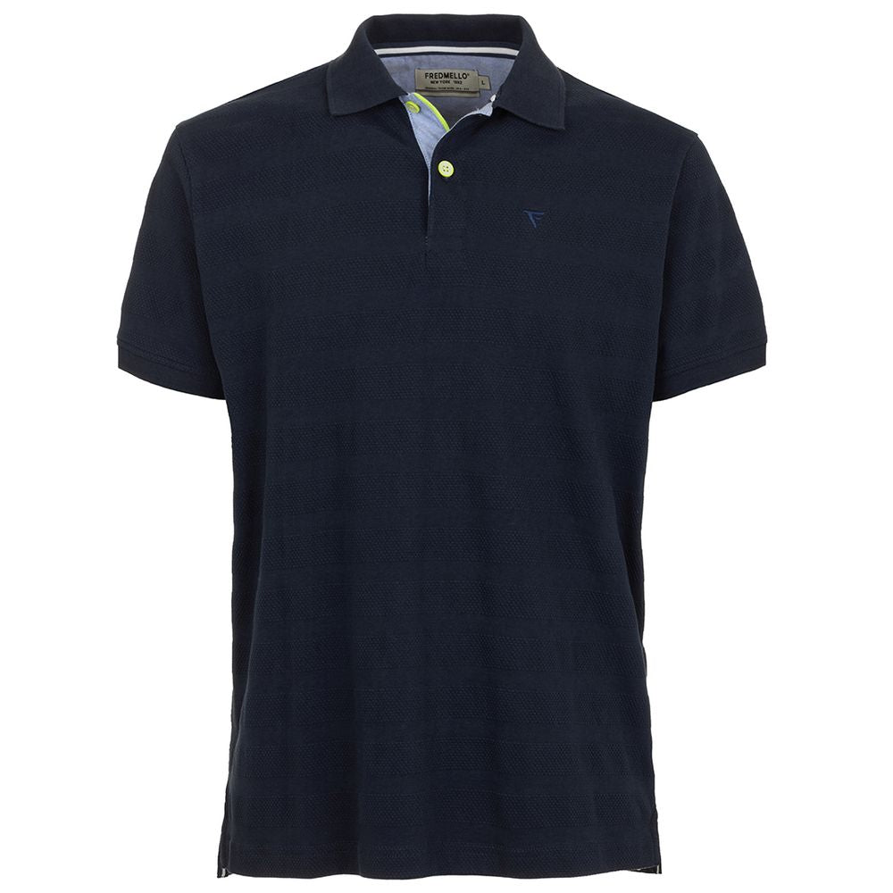 Chic Blue Cotton Polo Shirt with Green Accents