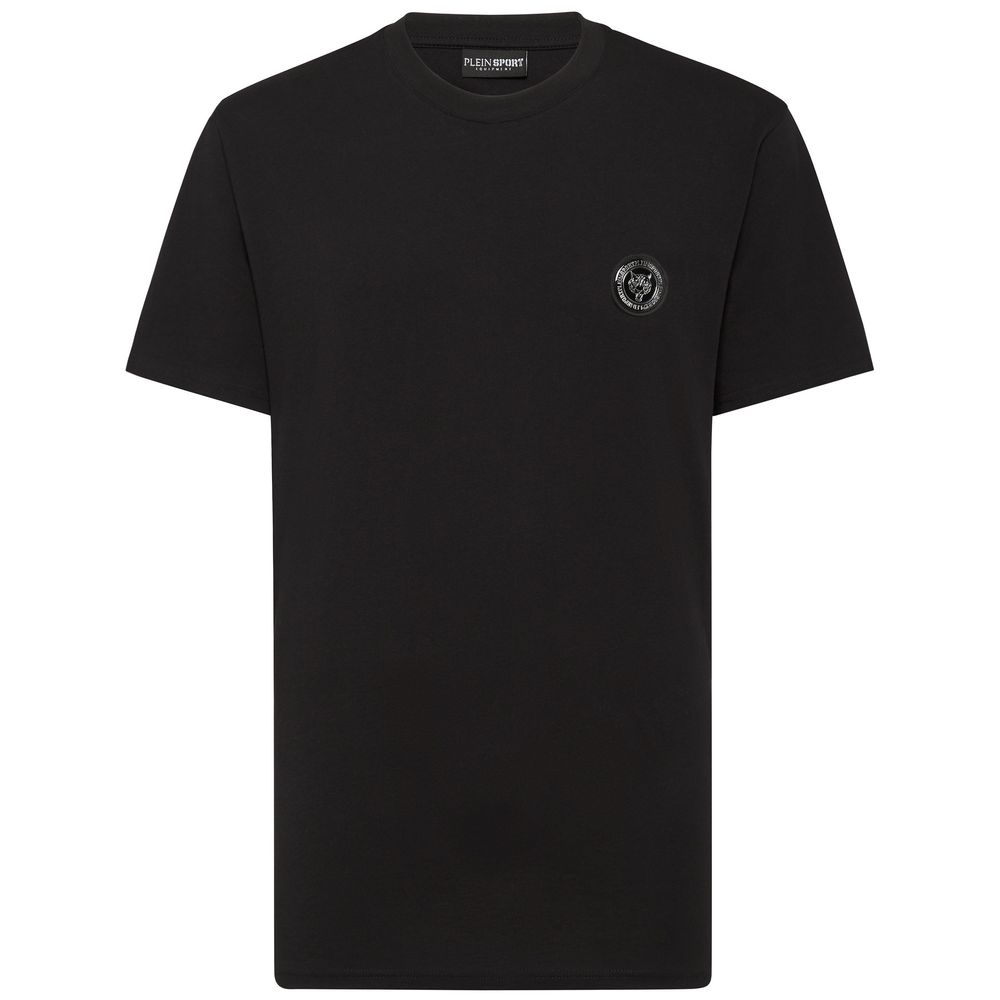 Sleek Cotton Tee with Logo Plaque