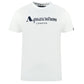 Classic White Cotton Logo Tee with Flag Detail