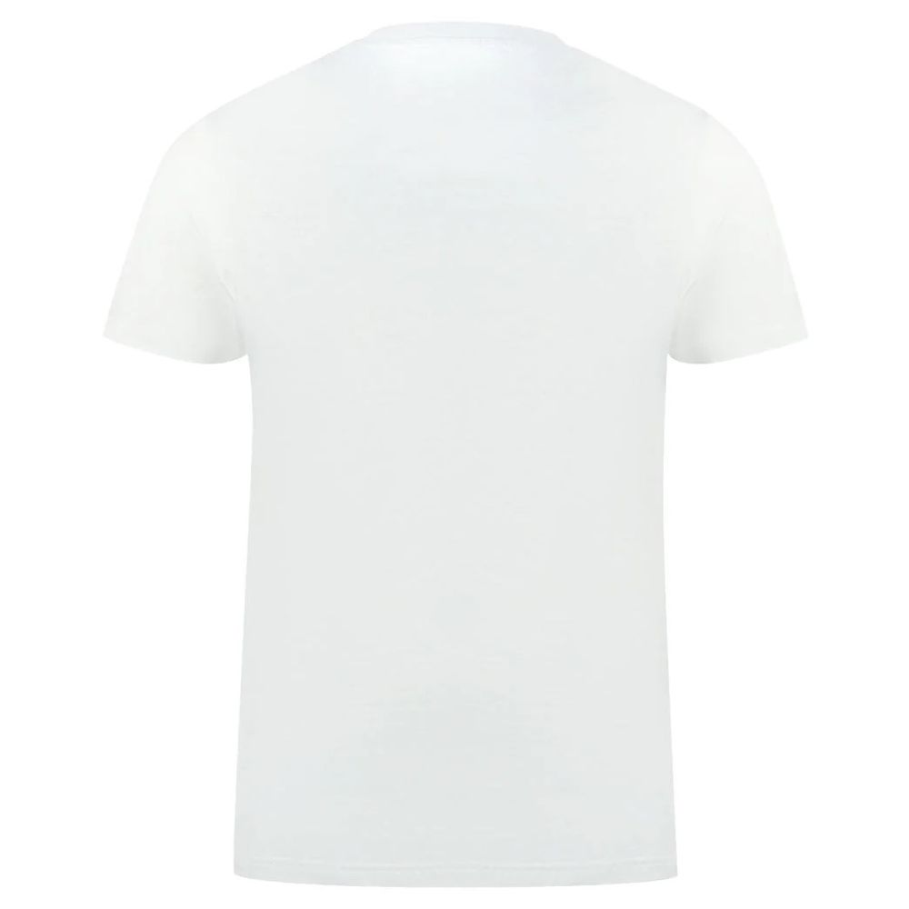 Classic White Cotton Logo Tee with Flag Detail