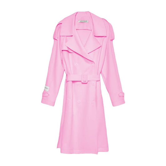 Chic Double-Breasted Pink Trench Coat