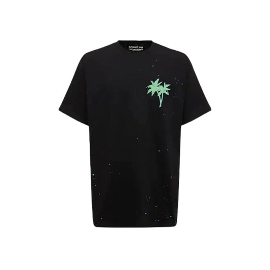 Palm Print Cotton Half-Sleeve Tee