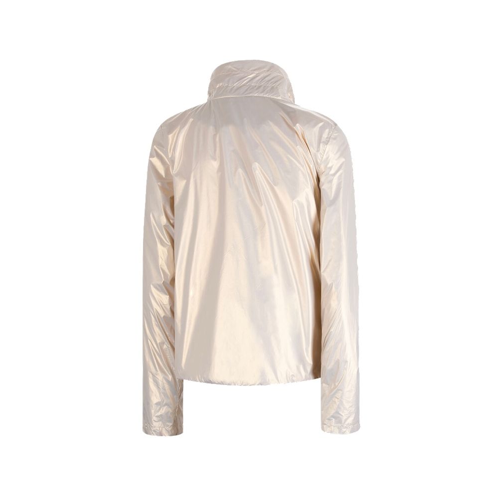 Pearlescent Nylon Jacket with Triple Zip Design