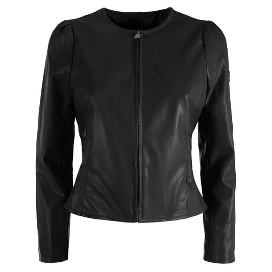 Chic Python Print Eco-Leather Jacket