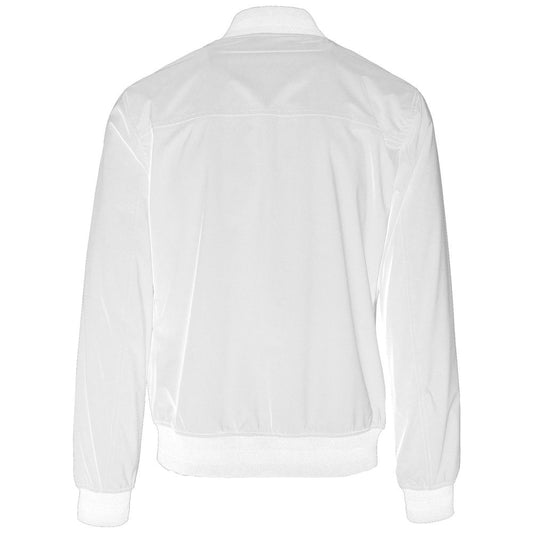 Sleek Men's Nylon Bomber Jacket - White