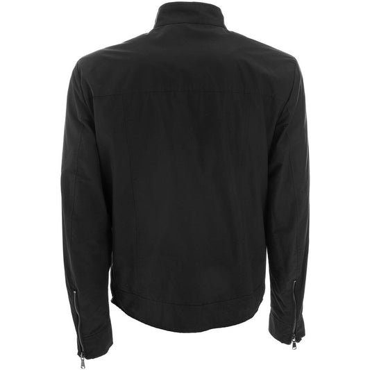 Sleek Black Windbreaker for Modern Men