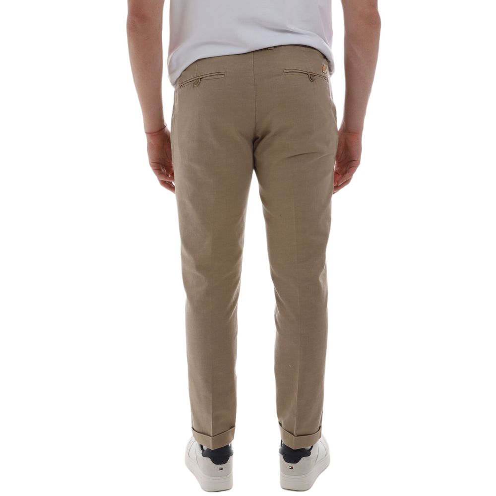 Chic Cotton Chino Trousers in Earthy Brown