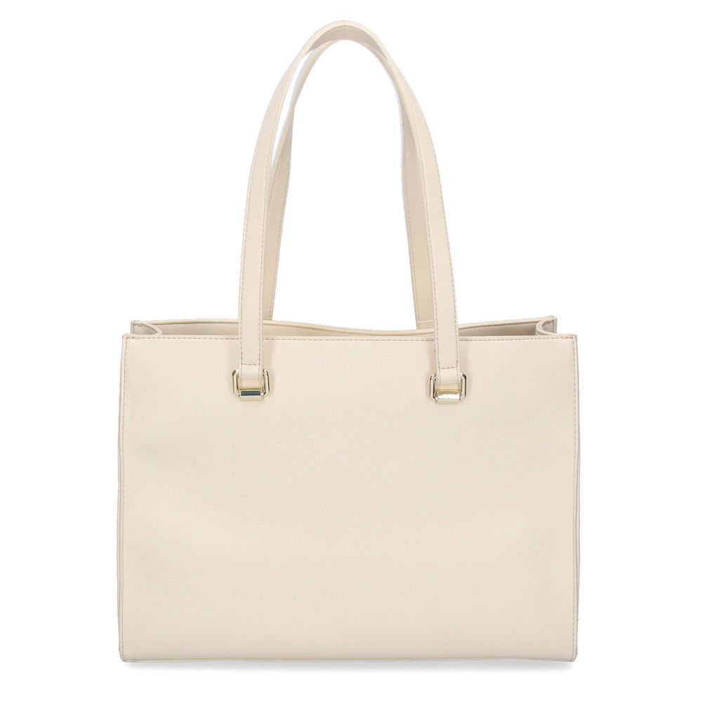 Chic White Faux Leather Shopper Tote