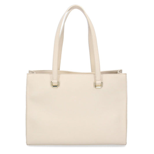 Chic White Faux Leather Shopper Tote