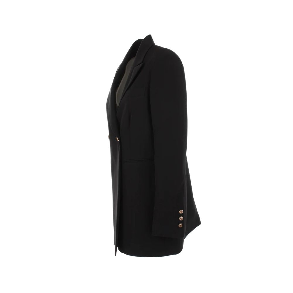 Elegant Black Crepe Double-Breasted Jacket