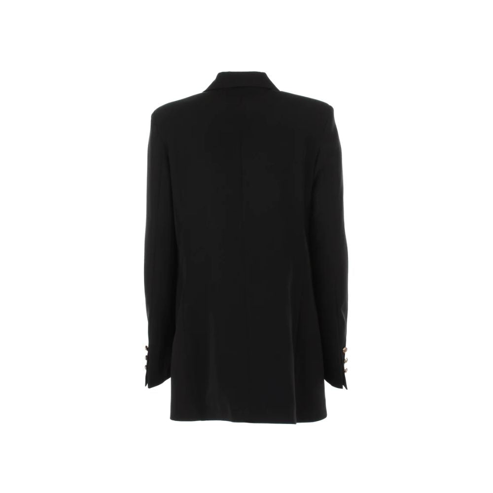 Elegant Black Crepe Double-Breasted Jacket