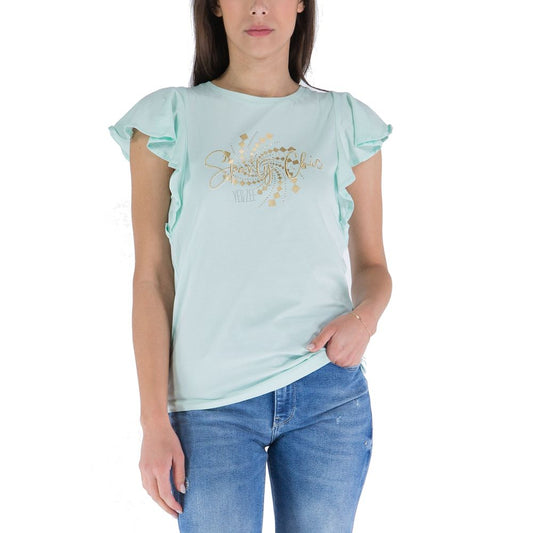 Sporty Chic Embroidered Crew Neck Tee