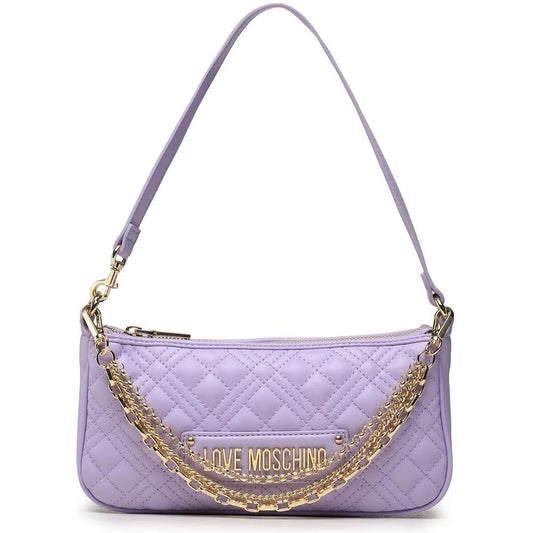 Chic Purple Faux Leather Shoulder Bag