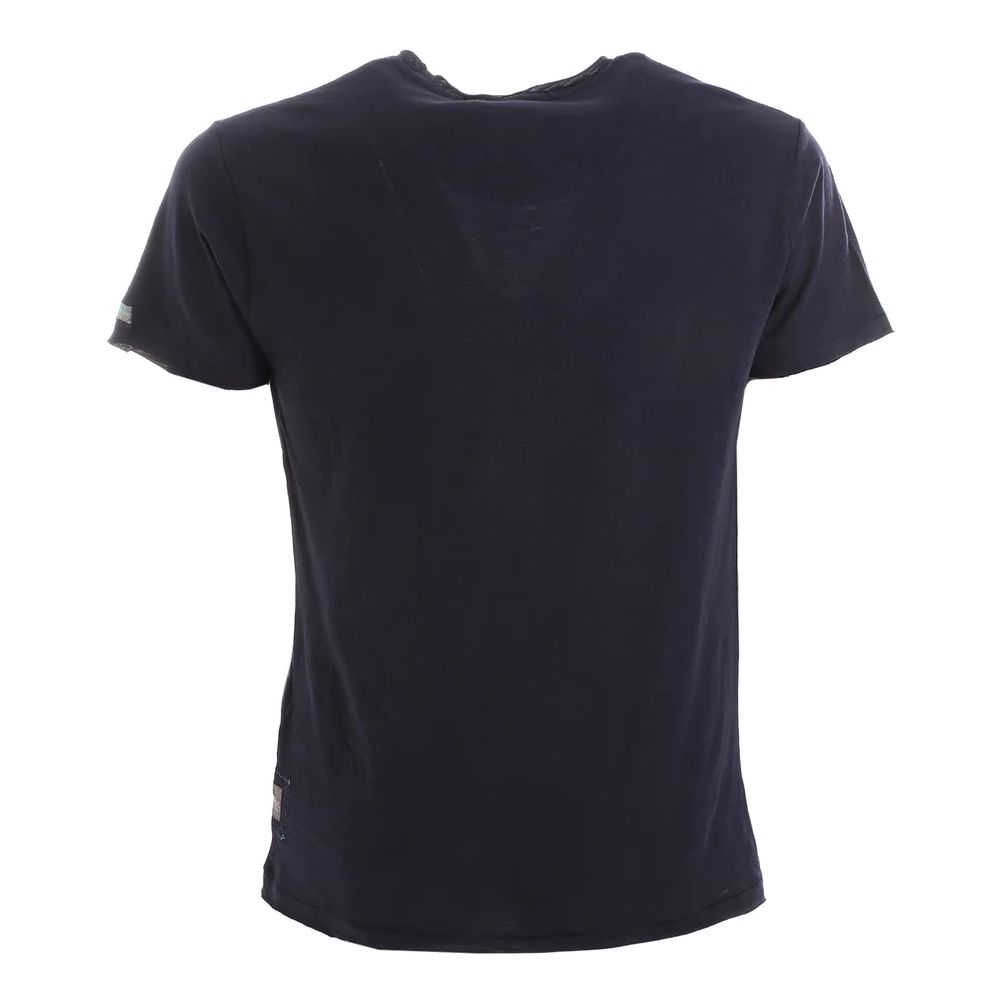 Chic V-Neck Tee with Pocket in Blue