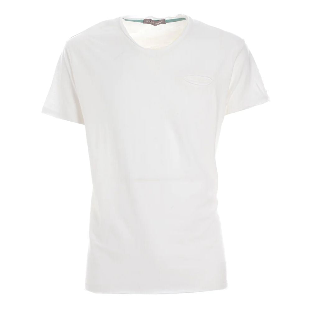 Crisp White V-Neck Tee with Pocket Detail