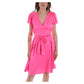 Chic Fuchsia Midi Dress with Belt Detail