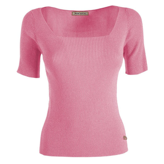 Chic Square Neckline Short-Sleeve Sweater