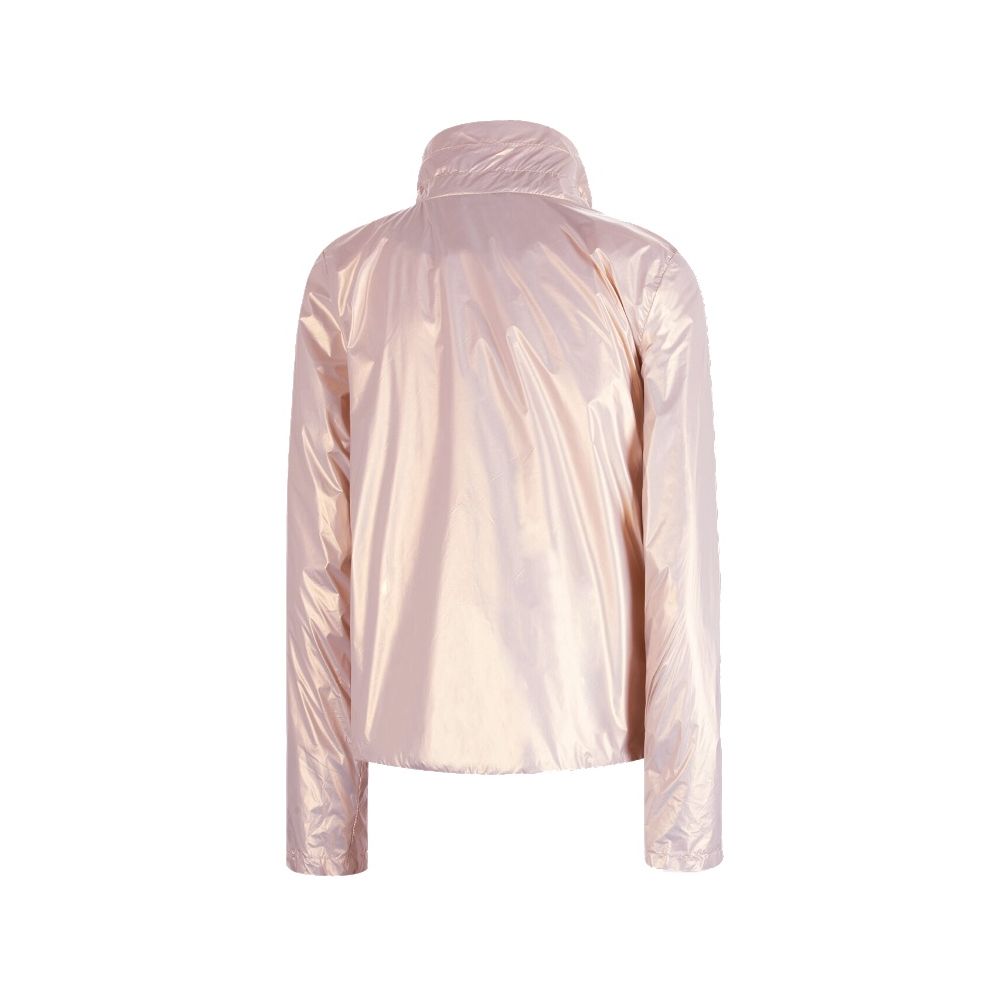 Pearlescent Pink Nylon Jacket with Triple Zip