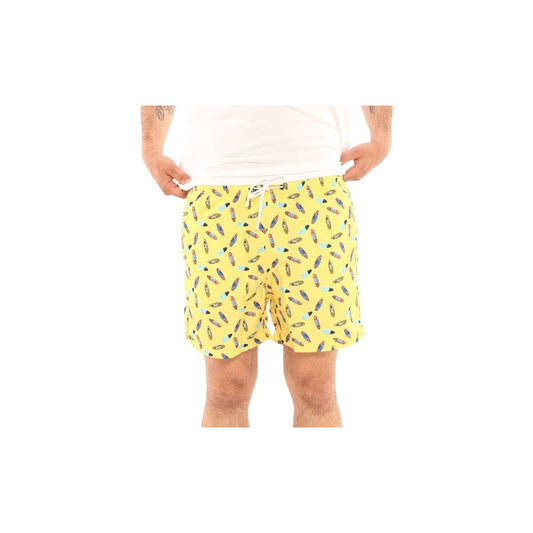 Sunshine Yellow Patterned Men's Swim Boxers