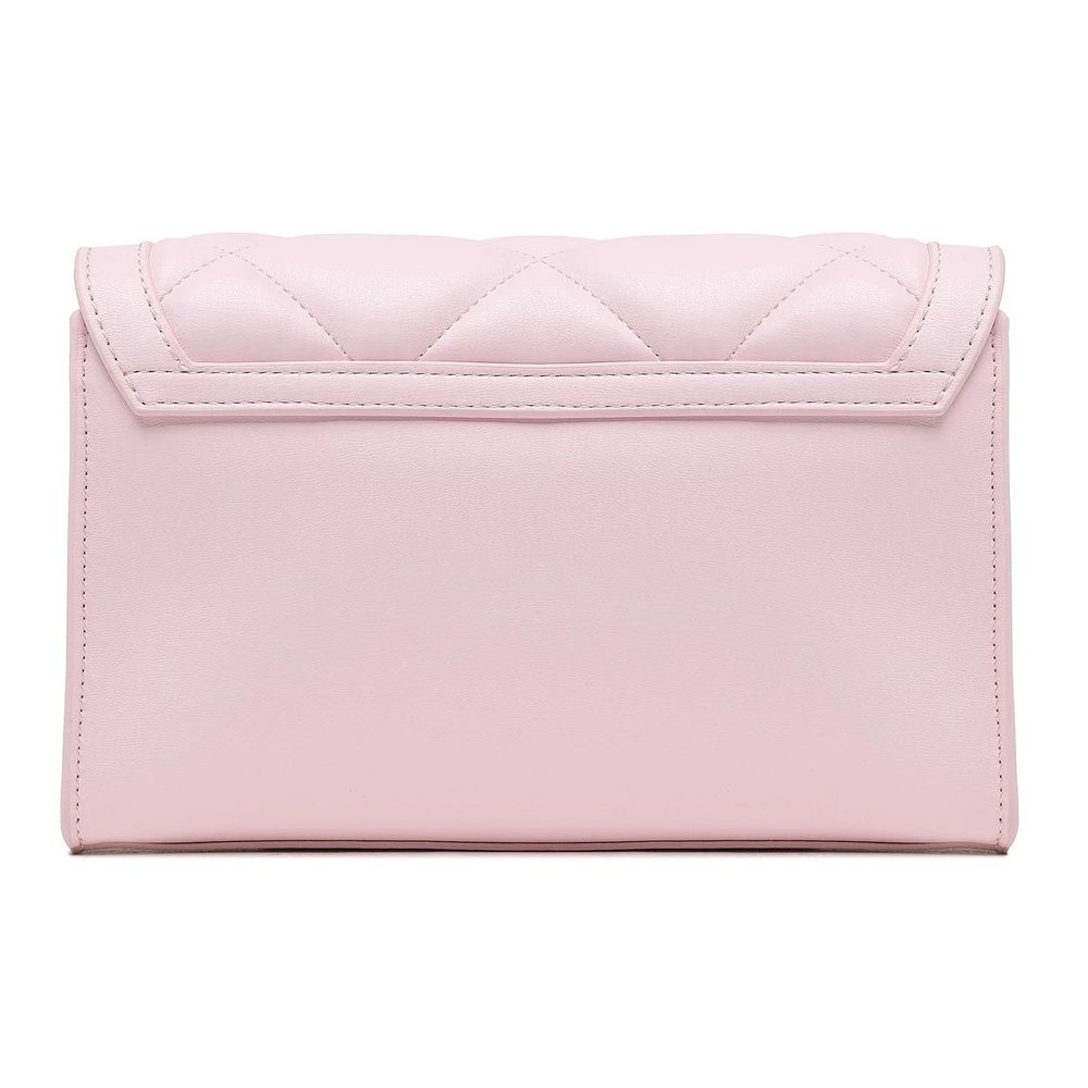 Chic Pink Faux Leather Crossbody Bag with Gold Accents