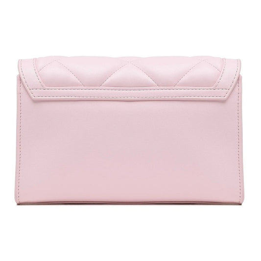 Chic Pink Faux Leather Crossbody Bag with Gold Accents