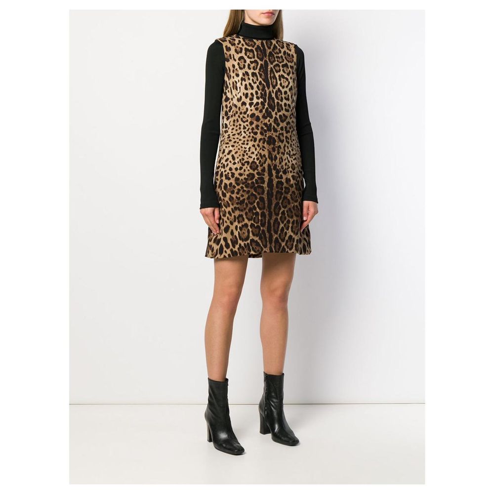 Elegant Leopard Print Stretch Dress