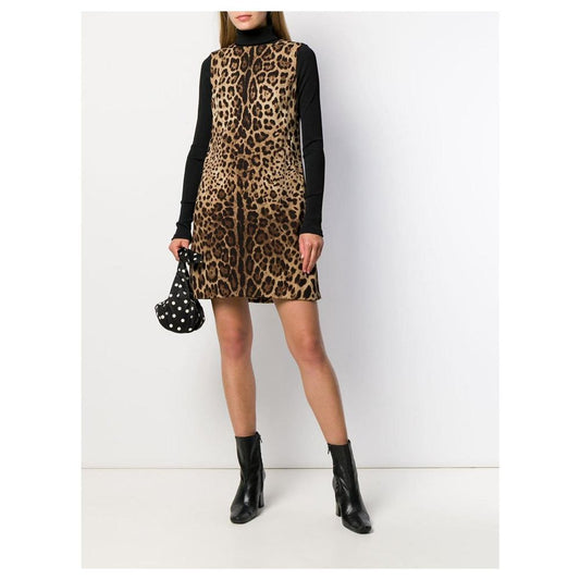 Elegant Leopard Print Stretch Dress