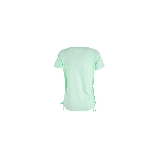 Chic Green Crew-Neck Tee with Side Drawstrings