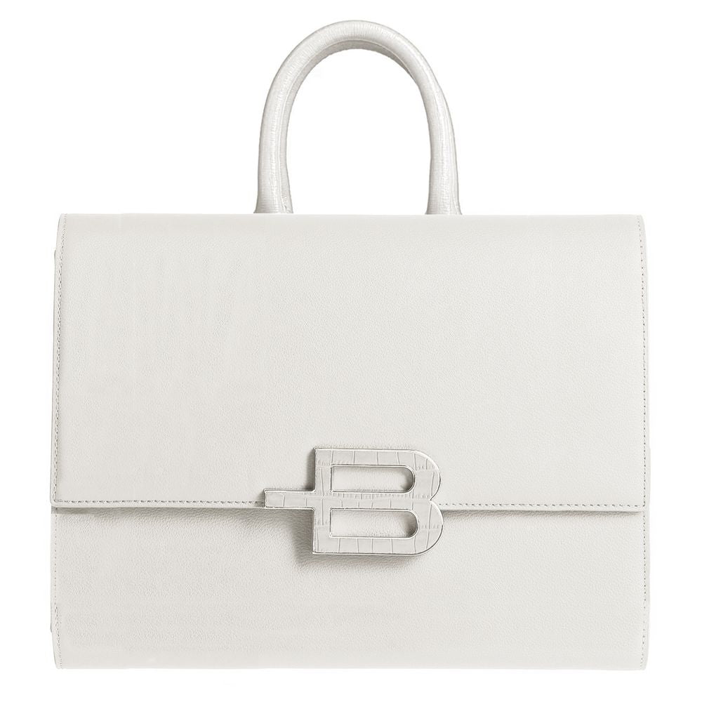 Elegant White Calfskin Handbag with Chain Strap