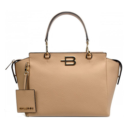 Chic Nude Textured Calfskin Handbag