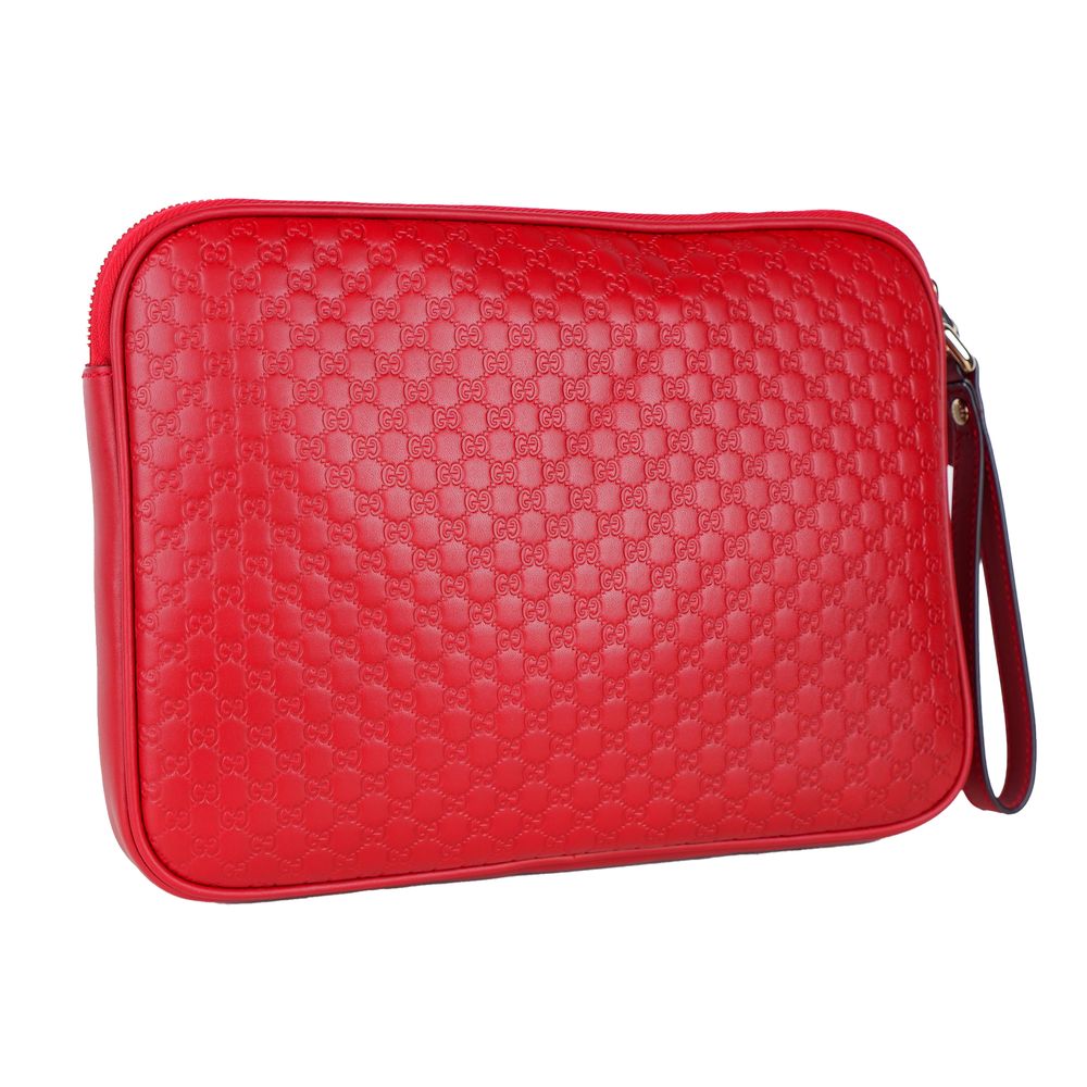 Elegant Microguccissima Leather Clutch in Red