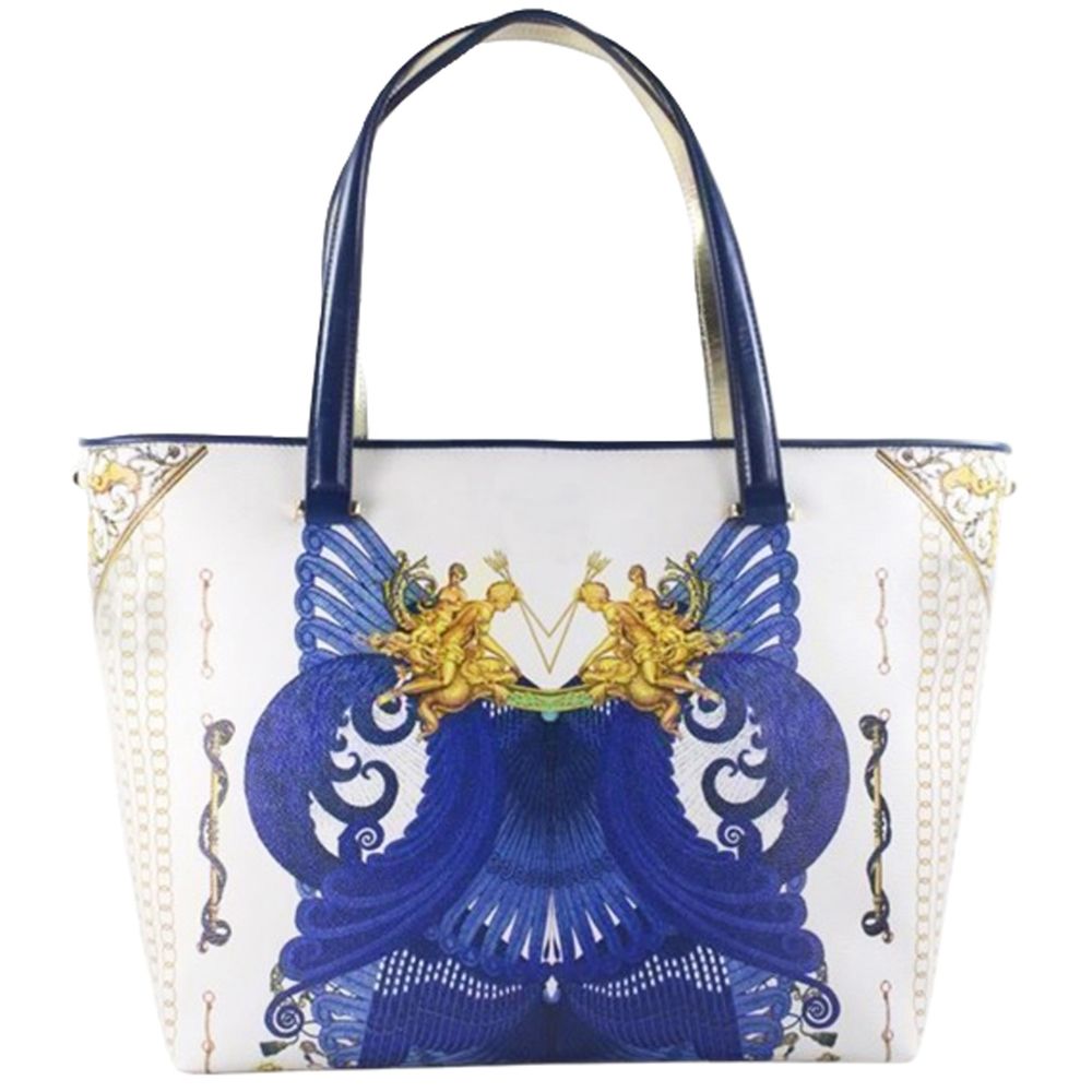 Elegant Calfskin Shopper Bag with Graphic Print