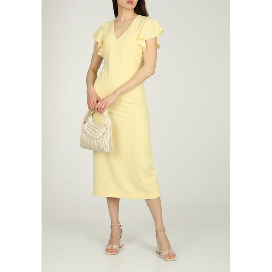 Chic Yellow Elasticized Cocktail Dress