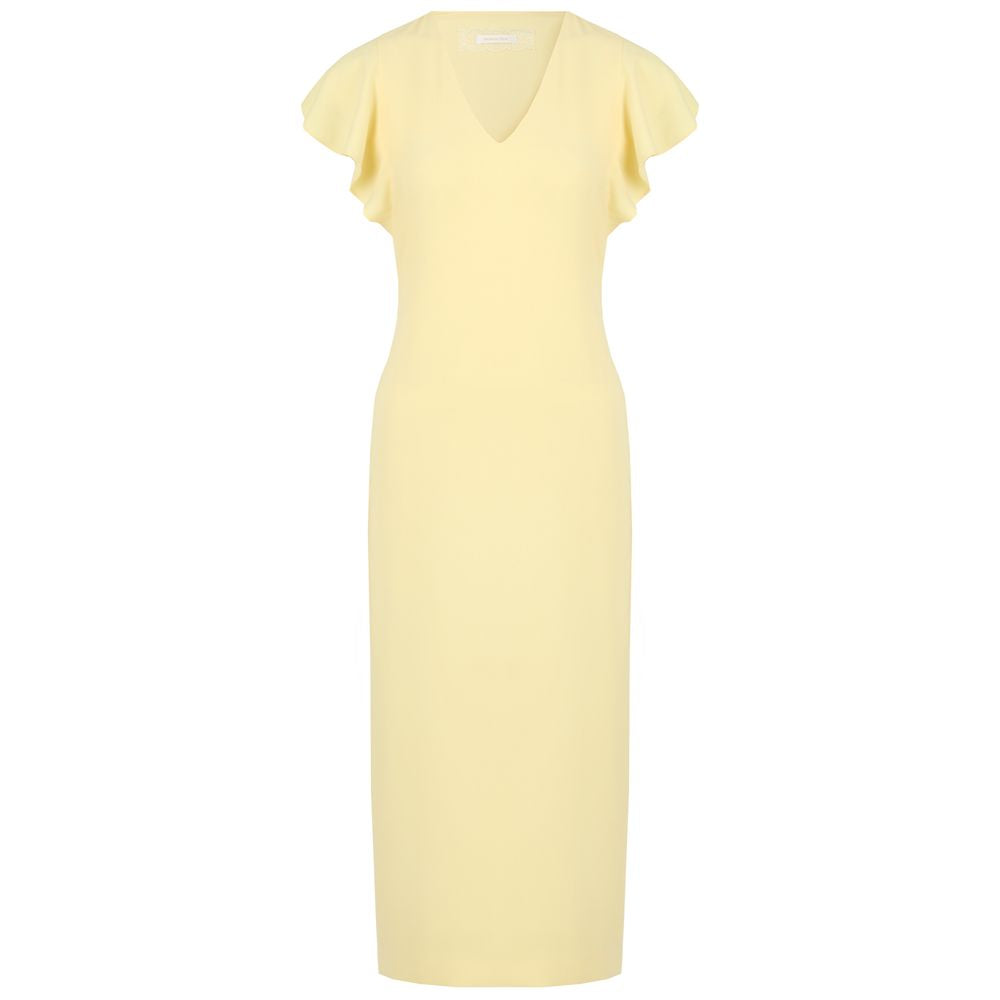 Chic Yellow Elasticized Cocktail Dress