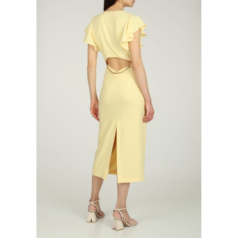 Chic Yellow Elasticized Cocktail Dress