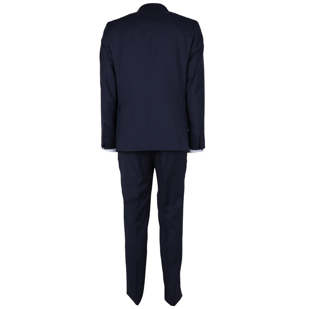 Elegant Navy Blue Virgin Wool Men's Suit