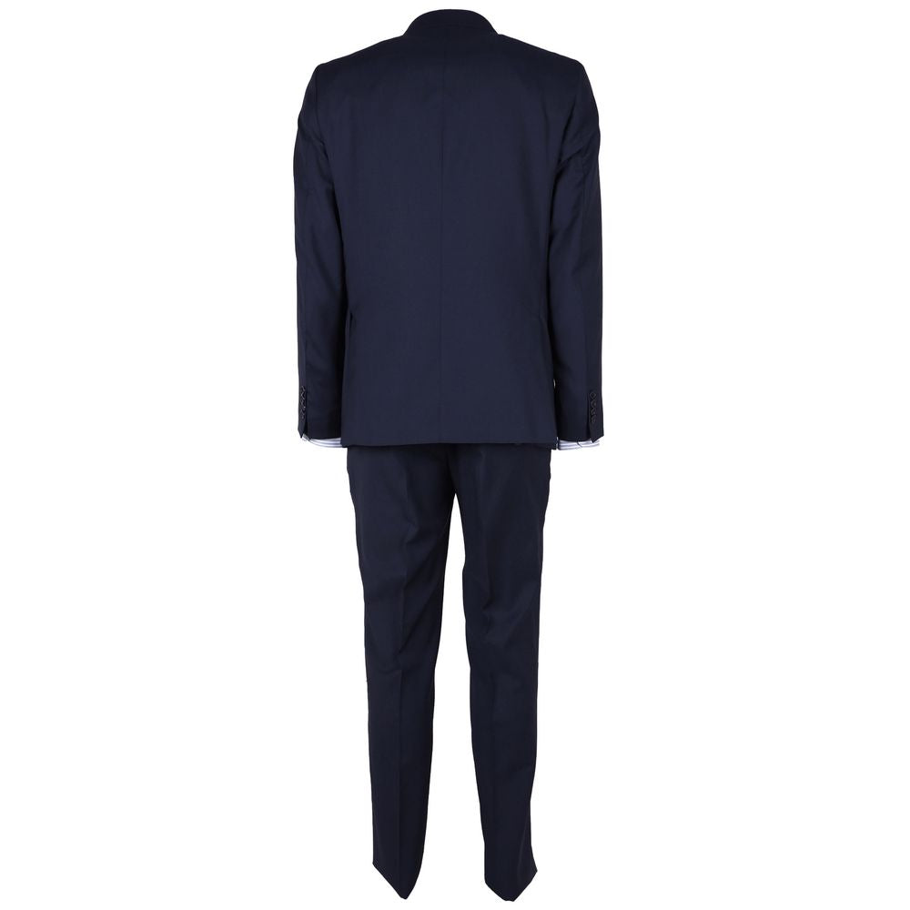 Sleek Sapphire Wool Men's Suit