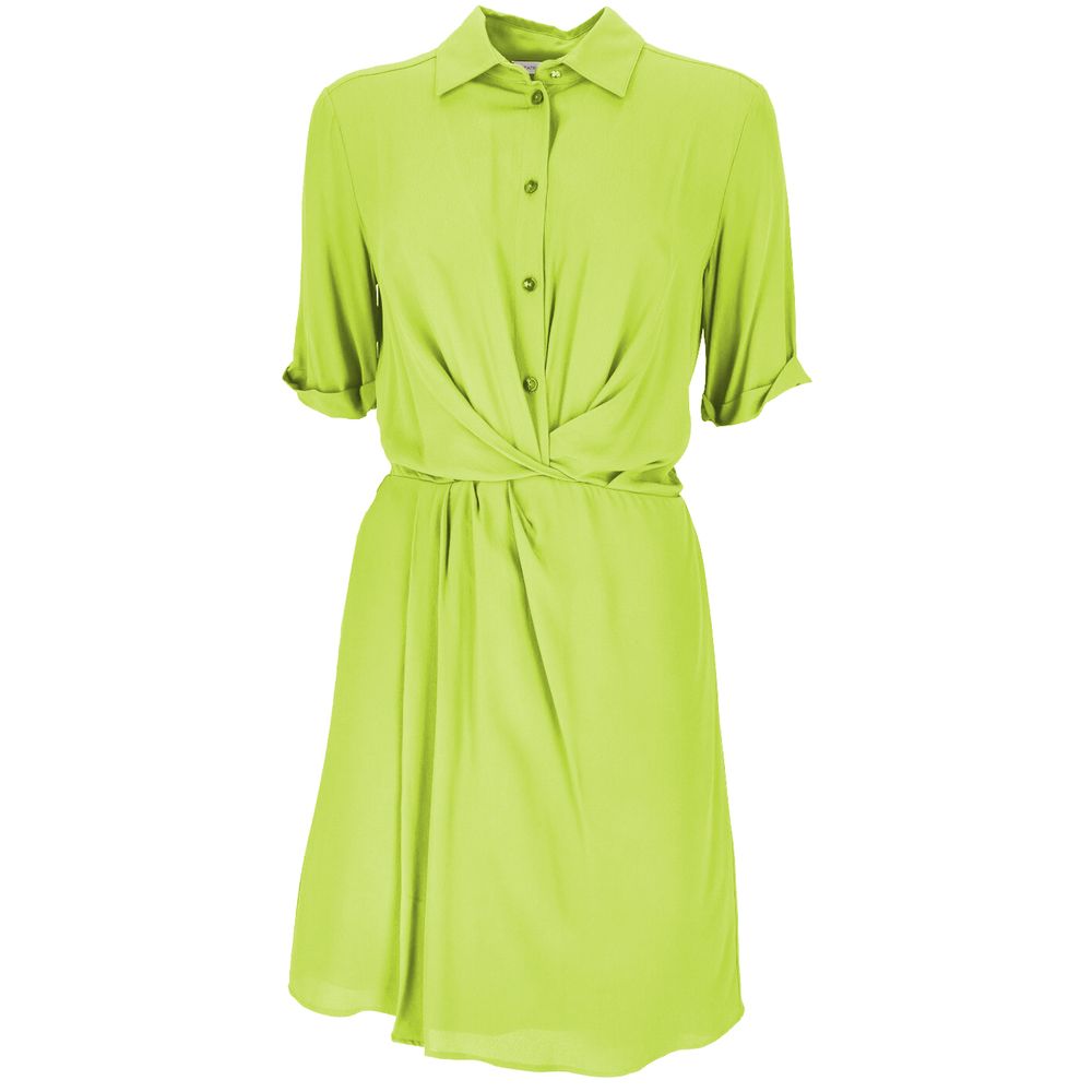 Elegant Green Flared Short Sleeve Shirtdress