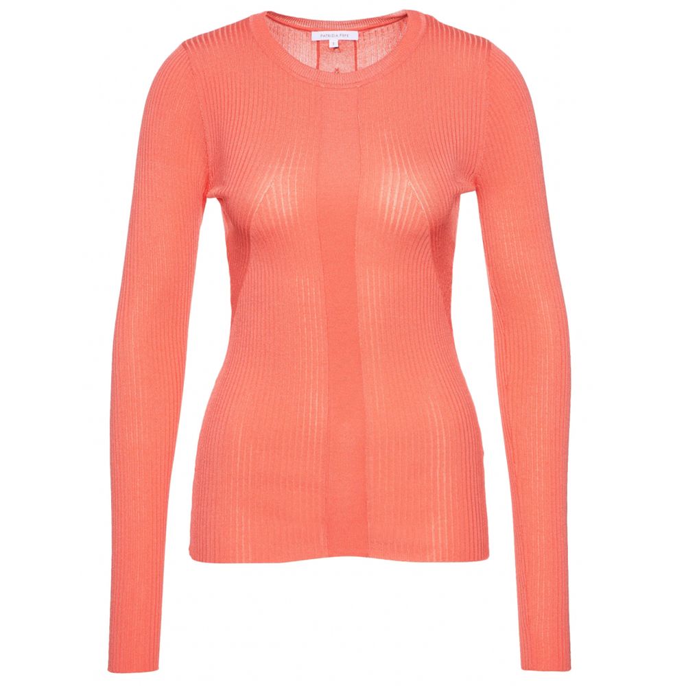 Chic Pink Round Neck Sweater with Metallic Detail