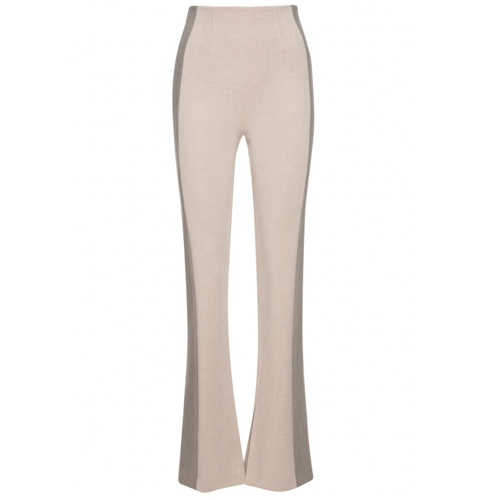 Chic Beige Slim Fit Trousers with Side Bands