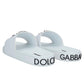 White Embellished Rubber Slippers for Men