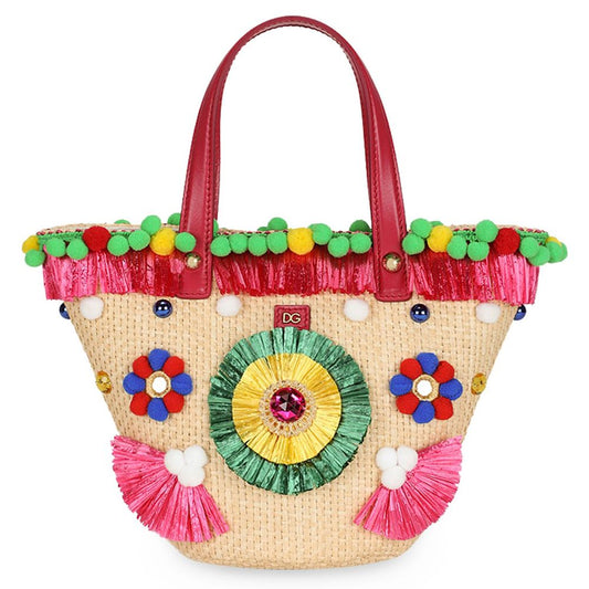 Multicolor Canvas Leather Handbag